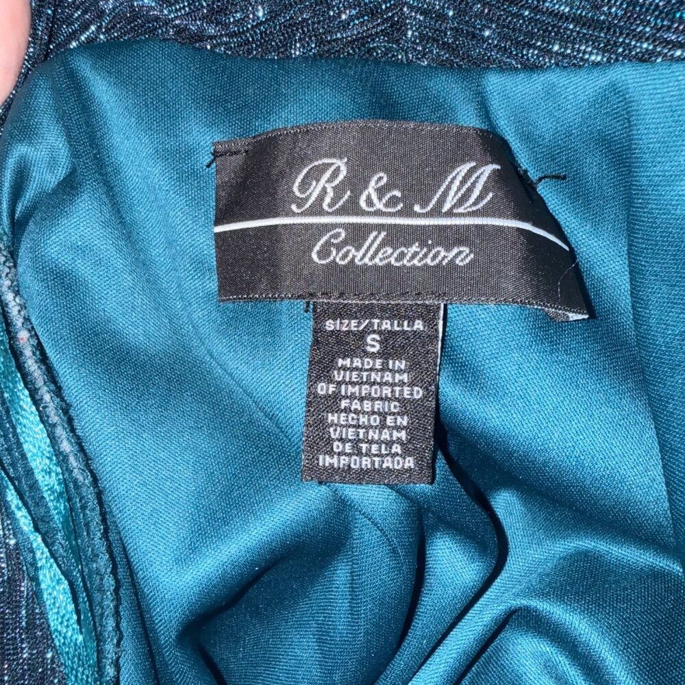 R&M Collection Teal Shimmer Sheer Overlay Top | S - Picture 13 of 13
